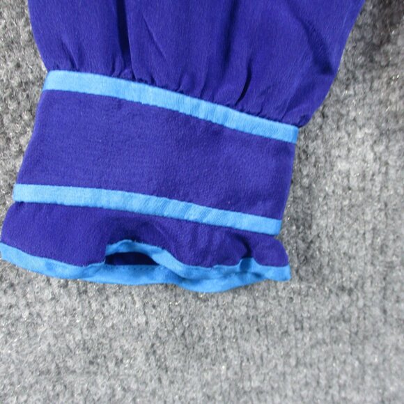 Rebecca Taylor Silk Blouse Shirt Womens 4 Small Blue Ruffle Pull Over Career - Picture 5 of 16